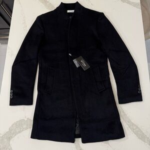 Aptro NWT Wool Blend Overcoat Mens Small Black Winter Mid Length Corpcore Career